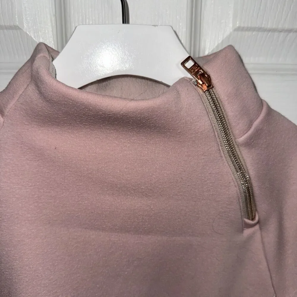 Athleta Girl Cozy Karma Wrap Pullover Sweatshirt Pale Pink Heather‎ Size XL14